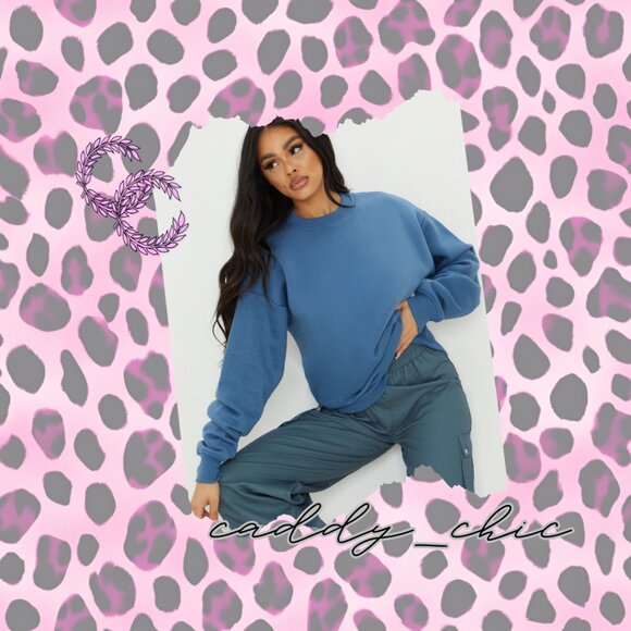 Pretty Little Thing Dusty Blue Sweatshirt Size XL - Picture 1 of 6